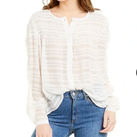 FRAME NWT Blouson Long Sleeve Smocked Blouse Top - Picture 6 of 15